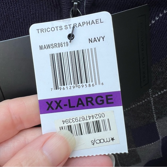 NWT Navy Side Argyle Pull Over Quarter Zip Sweater - Picture 6 of 10